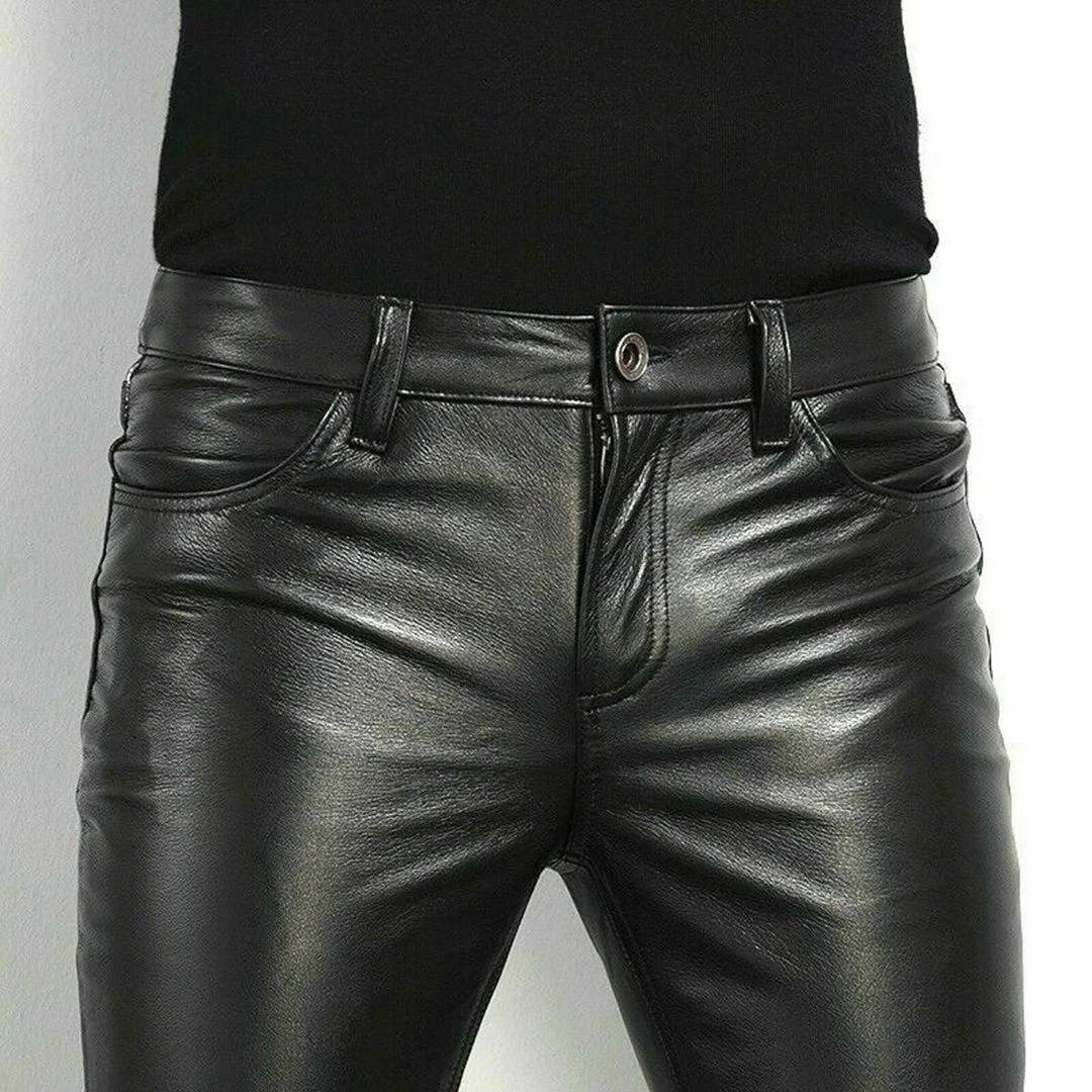 Men's Black Leather Trousers