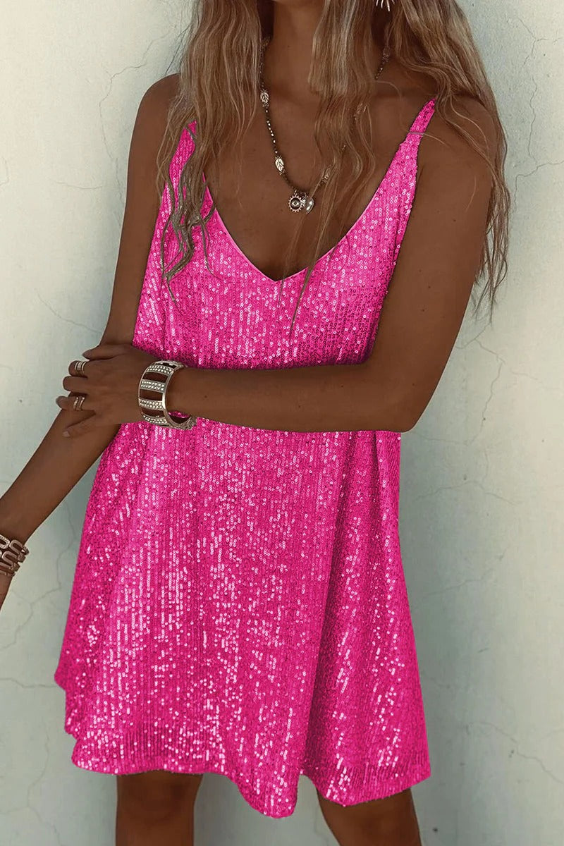 Samantha | Women's Sequin V-Back Mini Dress, Party