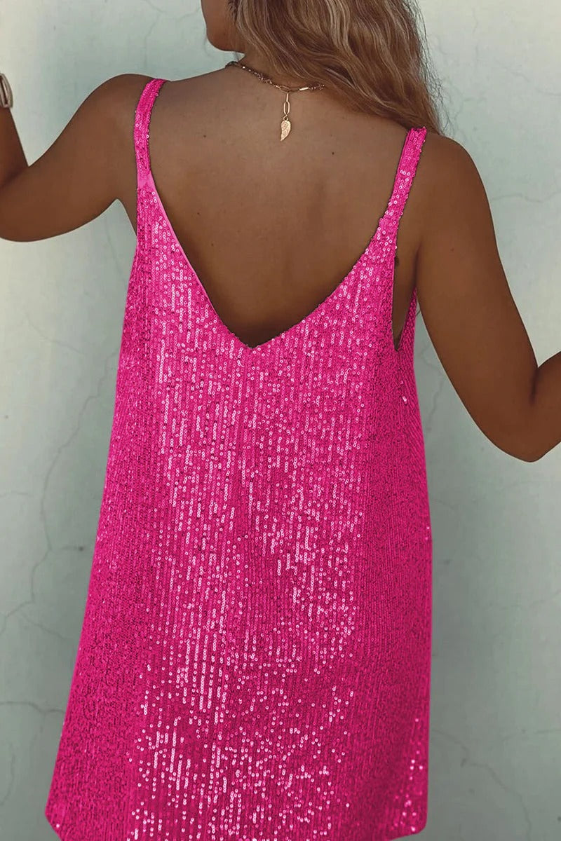 Samantha | Women's Sequin V-Back Mini Dress, Party