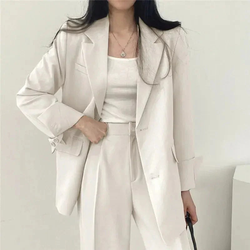 Women's Tailored Blazer and Trouser Set - Relaxed Fit
