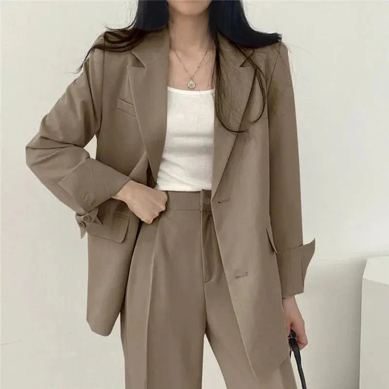 Women's Tailored Blazer and Trouser Set - Relaxed Fit