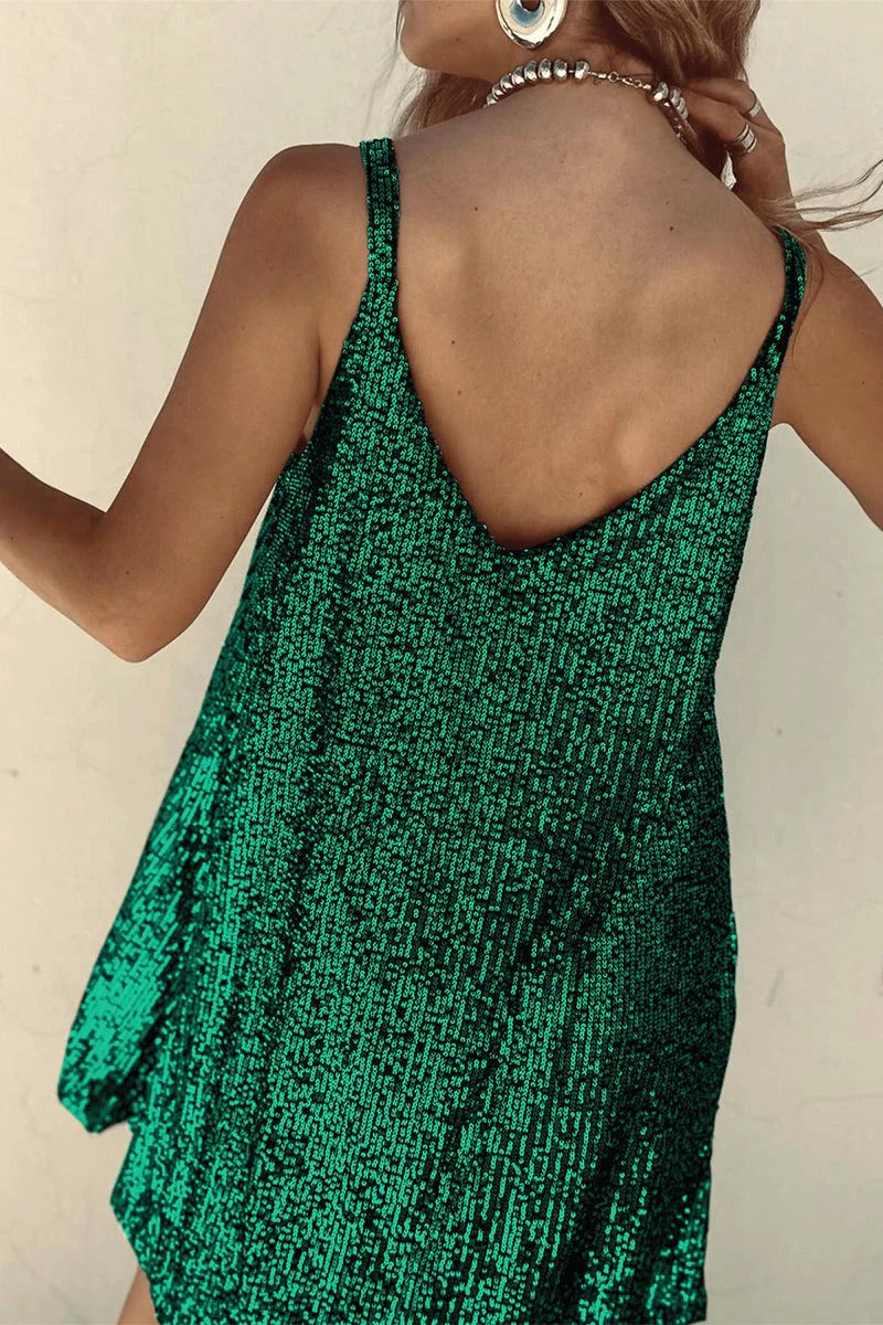 Samantha | Women's Sequin V-Back Mini Dress, Party