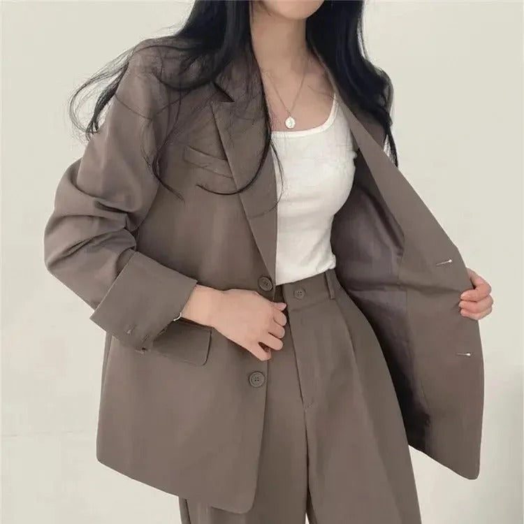 Women's Tailored Blazer and Trouser Set - Relaxed Fit