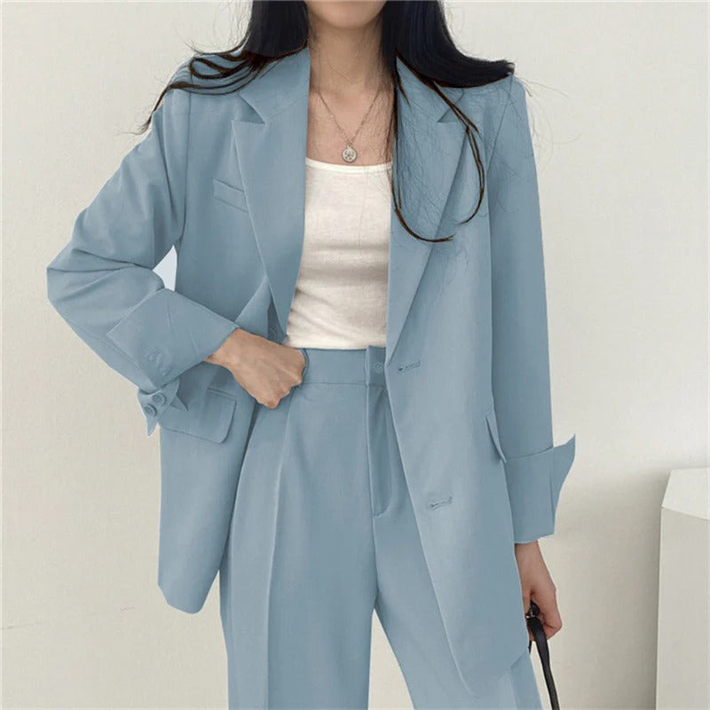 Women's Tailored Blazer and Trouser Set - Relaxed Fit