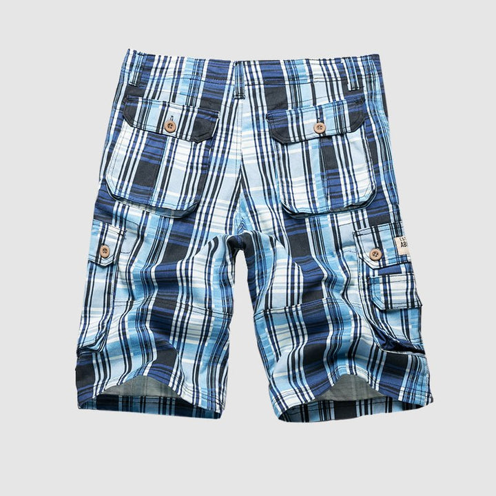 Men's Plaid Cotton Cargo Shorts - Casual