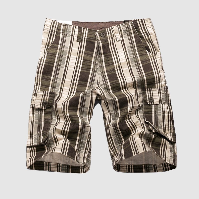 Men's Plaid Cotton Cargo Shorts - Casual