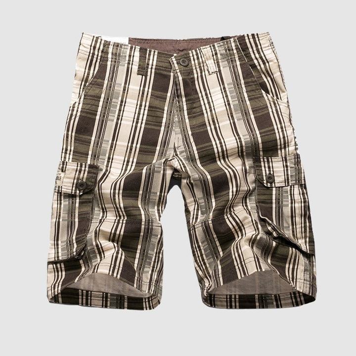 Men's Plaid Cotton Cargo Shorts - Casual