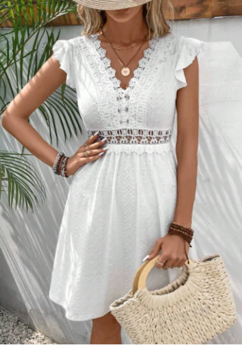 Janine | Women's A-Line V-Neck Mini Dress, Casual