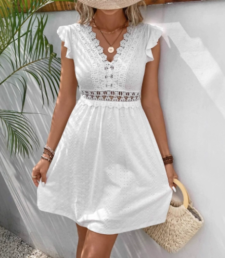 Janine | Women's A-Line V-Neck Mini Dress, Casual