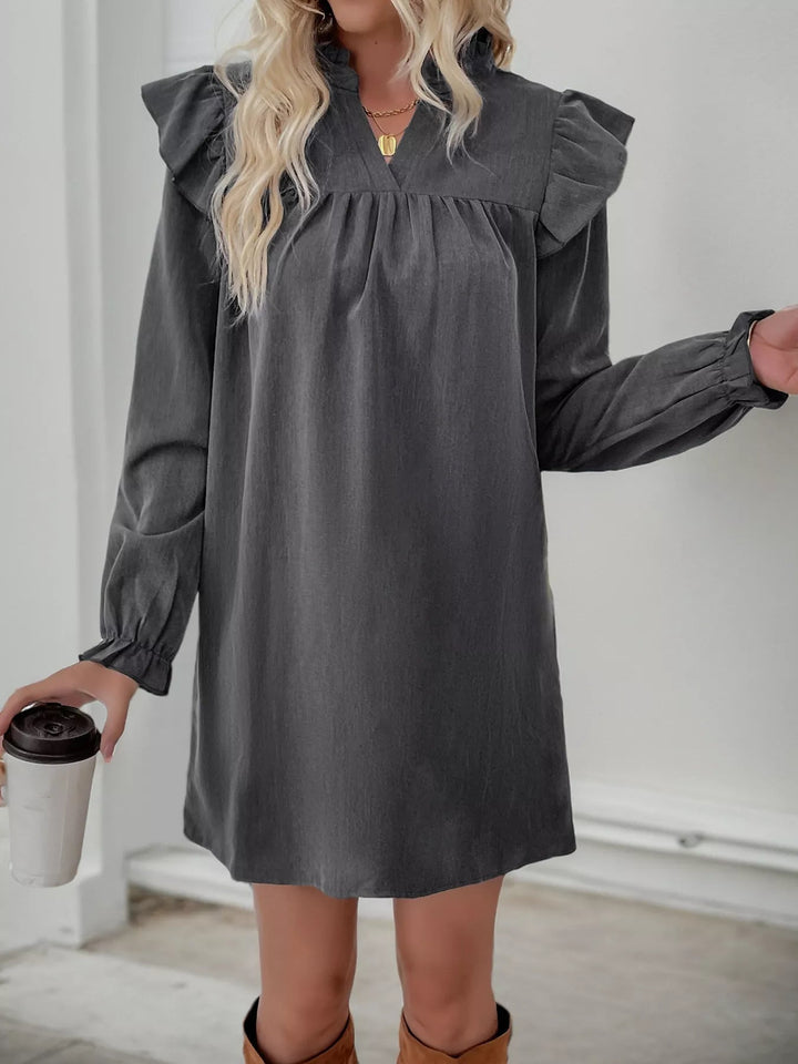 Women's Ruffle Chiffon Mini Dress - Casual
