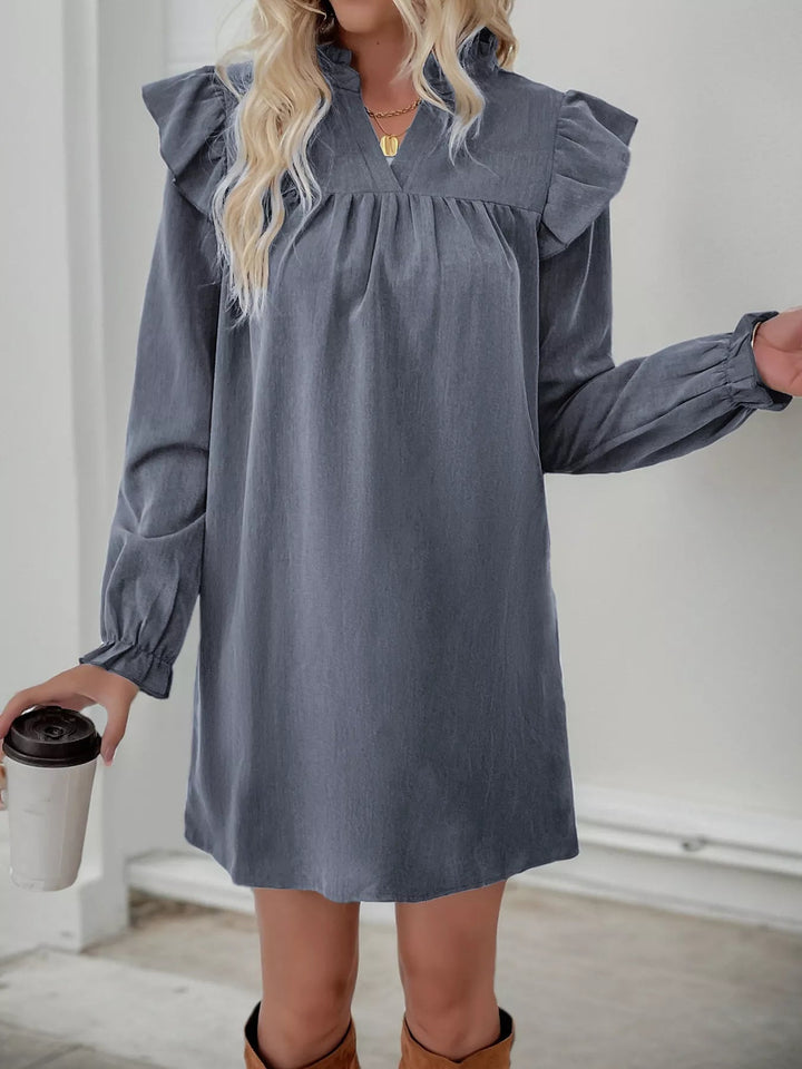 Women's Ruffle Chiffon Mini Dress - Casual