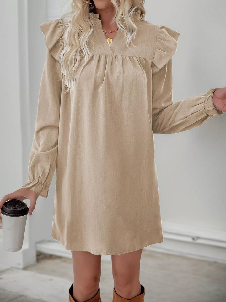 Jillian | Women's Ruffle Mini Dress, Long Sleeves