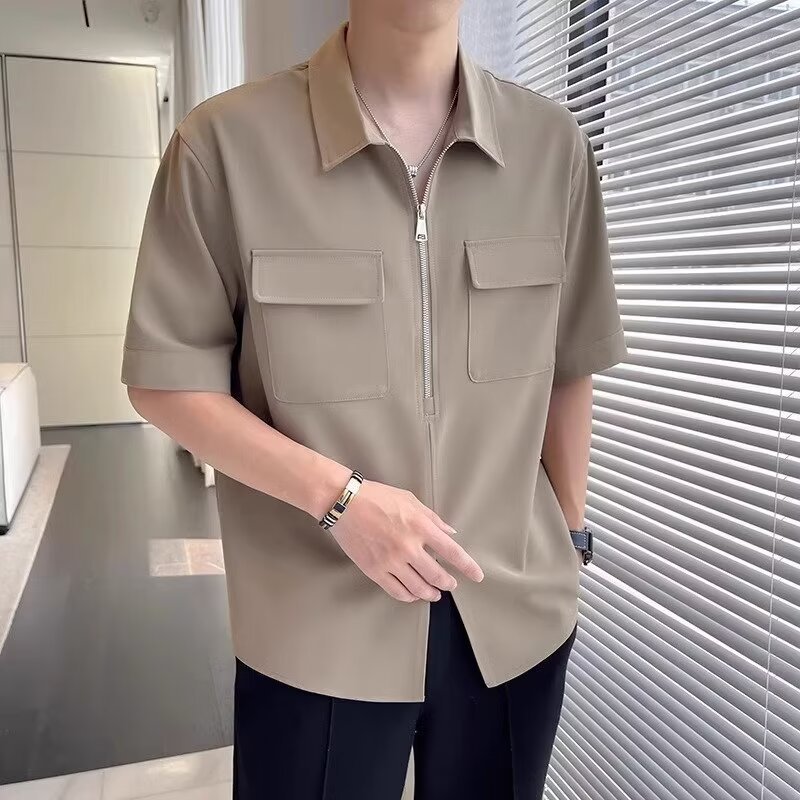 Men's Casual Cotton Zip Front Shirt - Everyday Wear