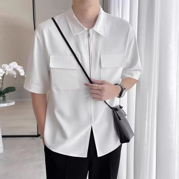 Men's Casual Cotton Zip Front Shirt - Everyday Wear
