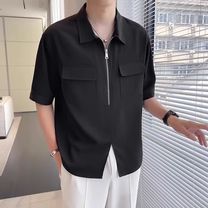 Men's Casual Cotton Zip Front Shirt - Everyday Wear