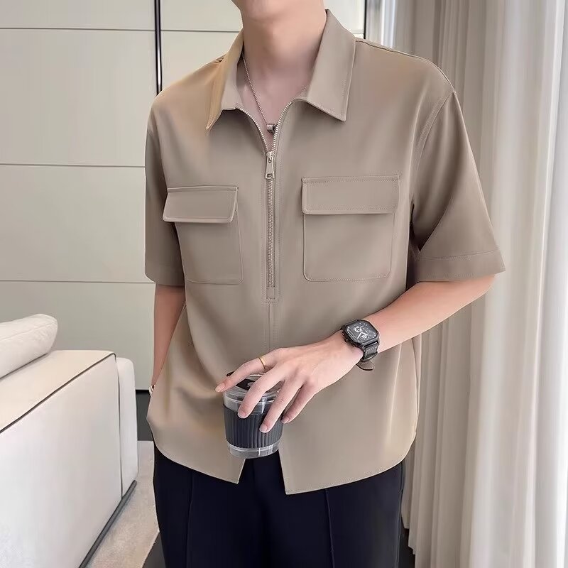 Men's Casual Cotton Zip Front Shirt - Everyday Wear
