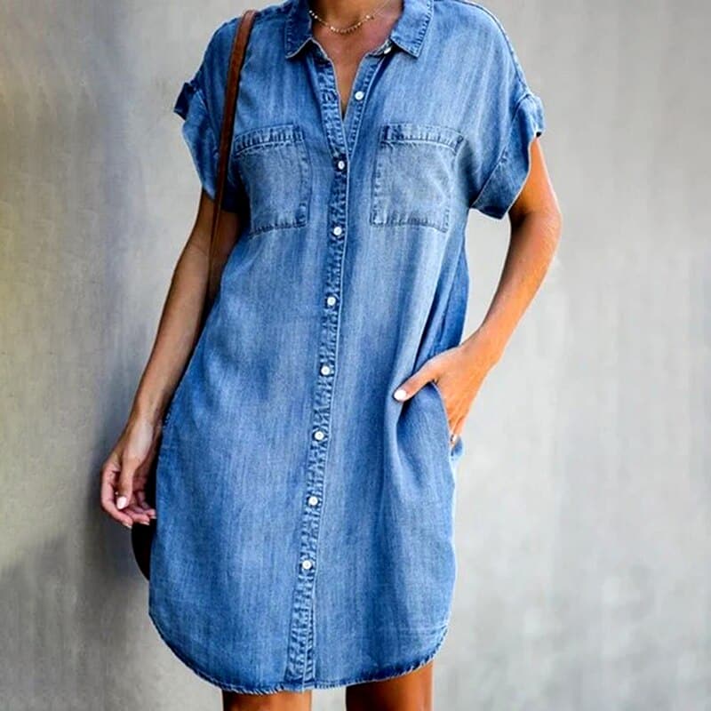 Mila | Women's Casual Denim Button-Down Mini Dress