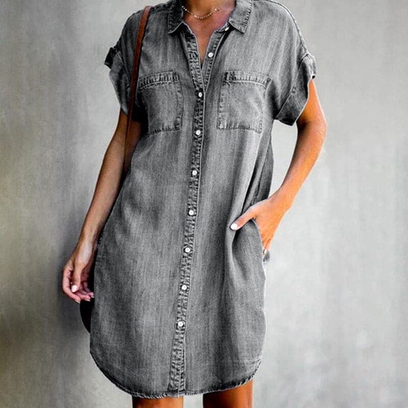 Mila | Women's Casual Denim Button-Down Mini Dress