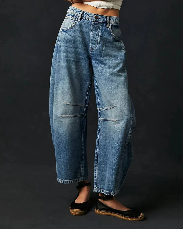 Adeline | Women's Mid Rise Barrel Jeans, Casual Wear