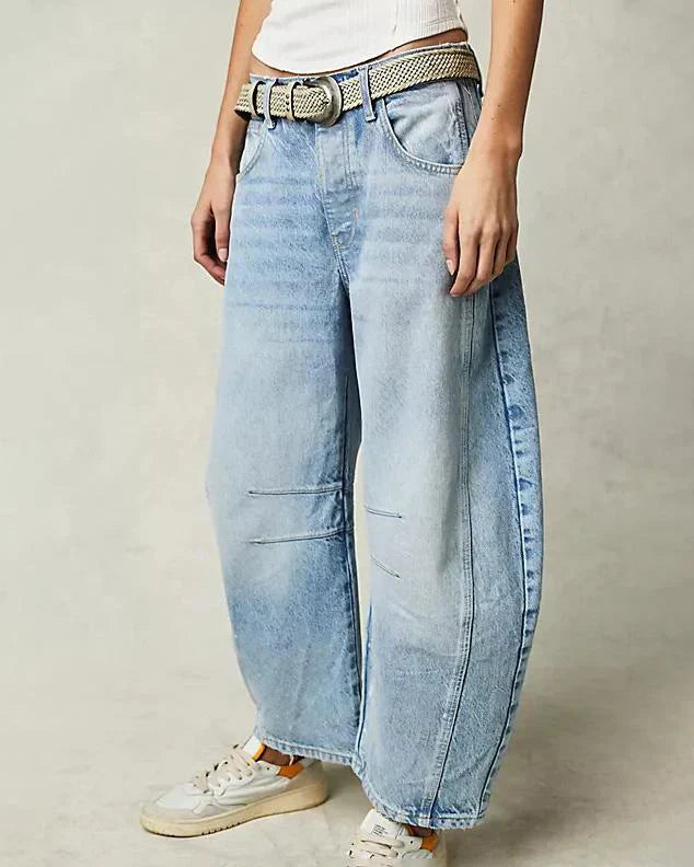 Adeline | Women's Mid Rise Barrel Jeans, Casual Wear