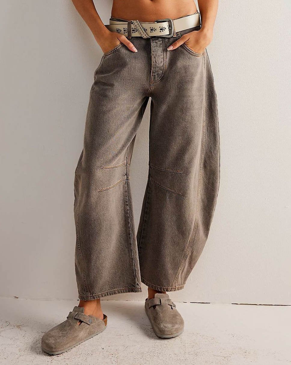 Adeline | Women's Mid Rise Barrel Jeans, Casual Wear