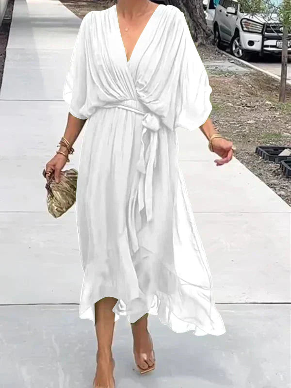 Emily | Women's Flowy Casual Midi Dress, Everyday Wear