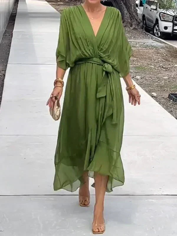 Emily | Women's Flowy Casual Midi Dress, Everyday Wear