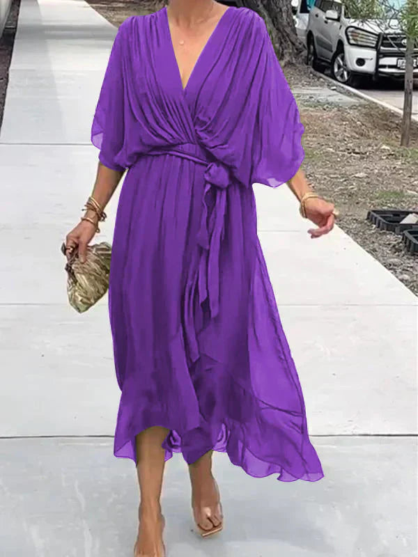 Emily | Women's Flowy Casual Midi Dress, Everyday Wear