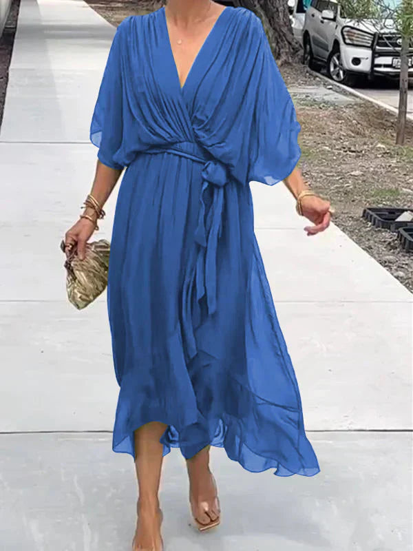Emily | Women's Flowy Casual Midi Dress, Everyday Wear