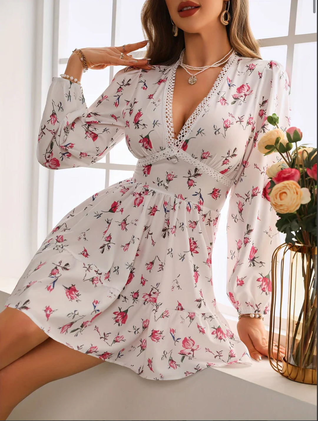 Kelsey | Women's V-Neck A-Line Mini Dress, Casual