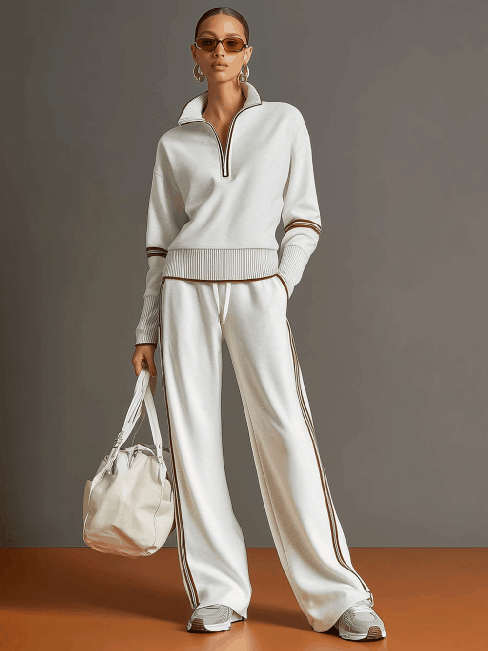 Sarah | Women's Half-Zip Blouse, Retro Sporty Style