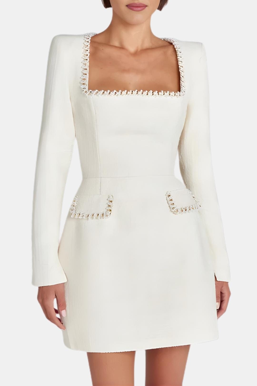 Women's A-Line Mini Dress with Long Sleeves - Casual