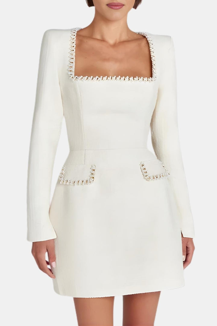 Women's A-Line Mini Dress with Long Sleeves - Casual