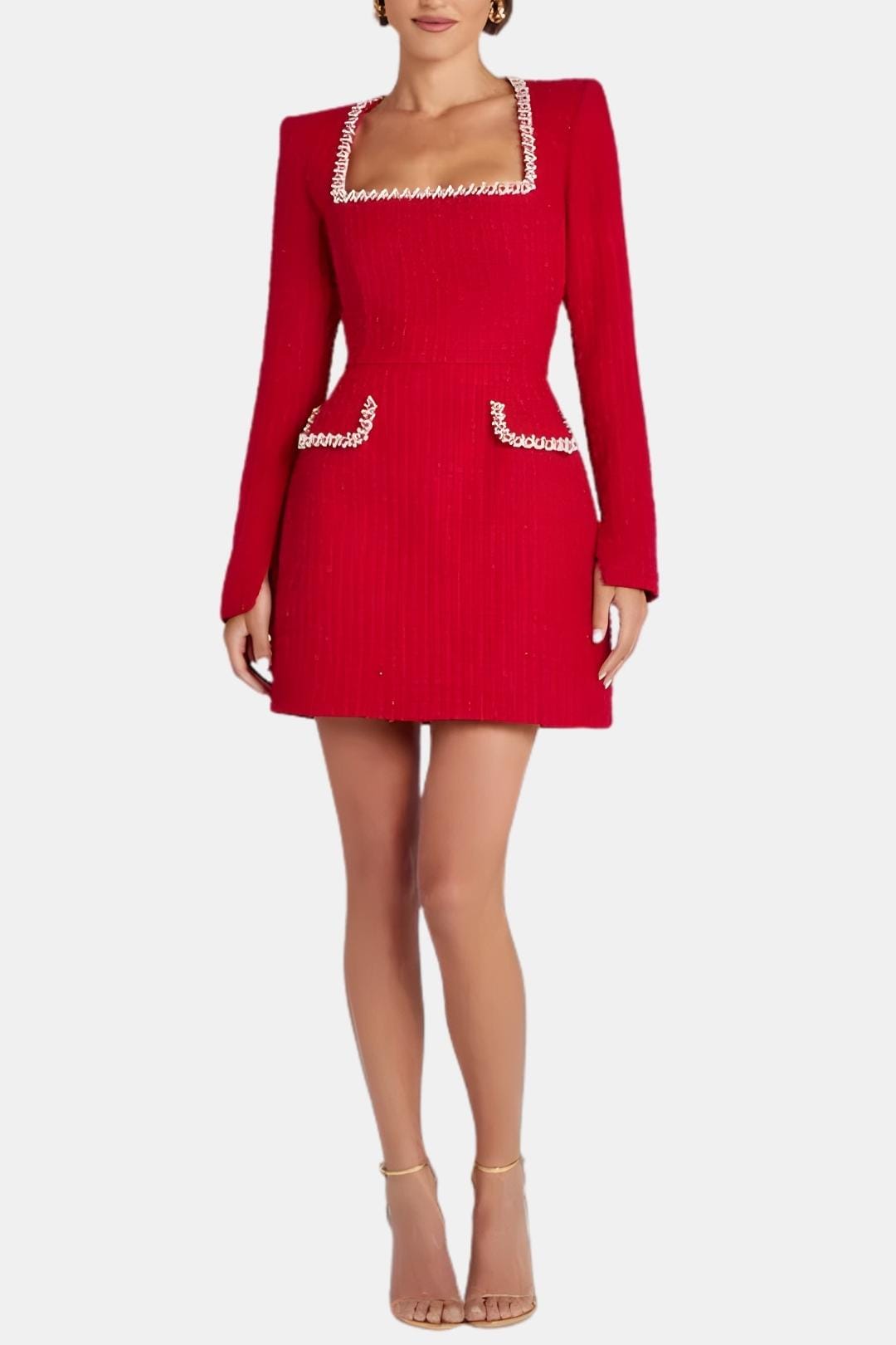 Women's A-Line Mini Dress with Long Sleeves - Casual