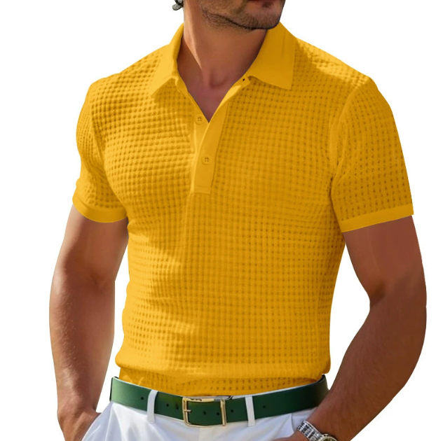 Men's Casual Textured Cotton Polo Shirt - Everyday Wear
