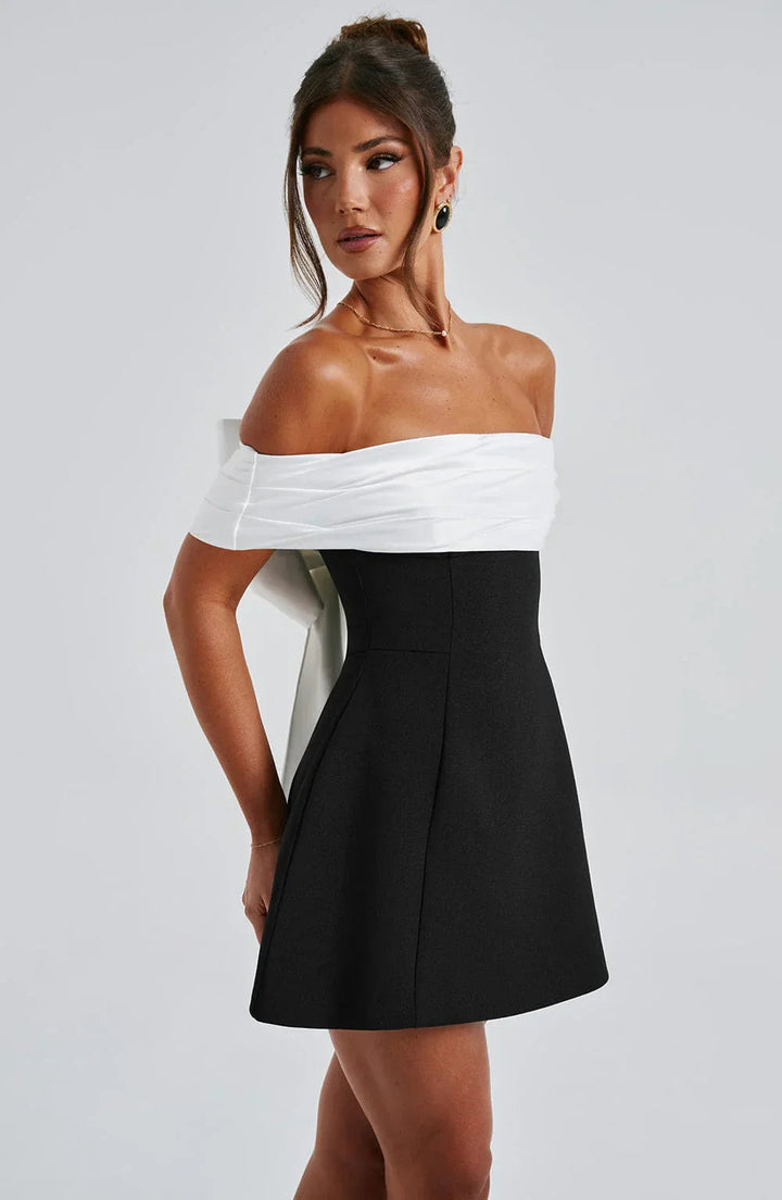 Libby | Women's Off-Shoulder A-Line Mini Dress, Casual