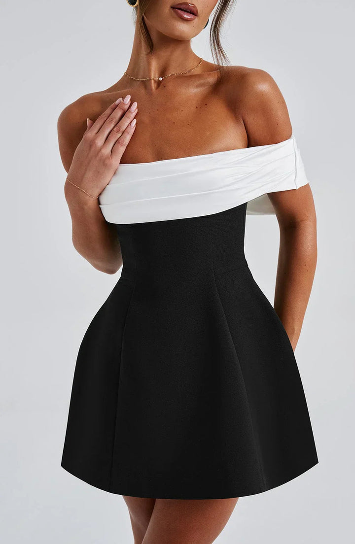 Libby | Women's Off-Shoulder A-Line Mini Dress, Casual