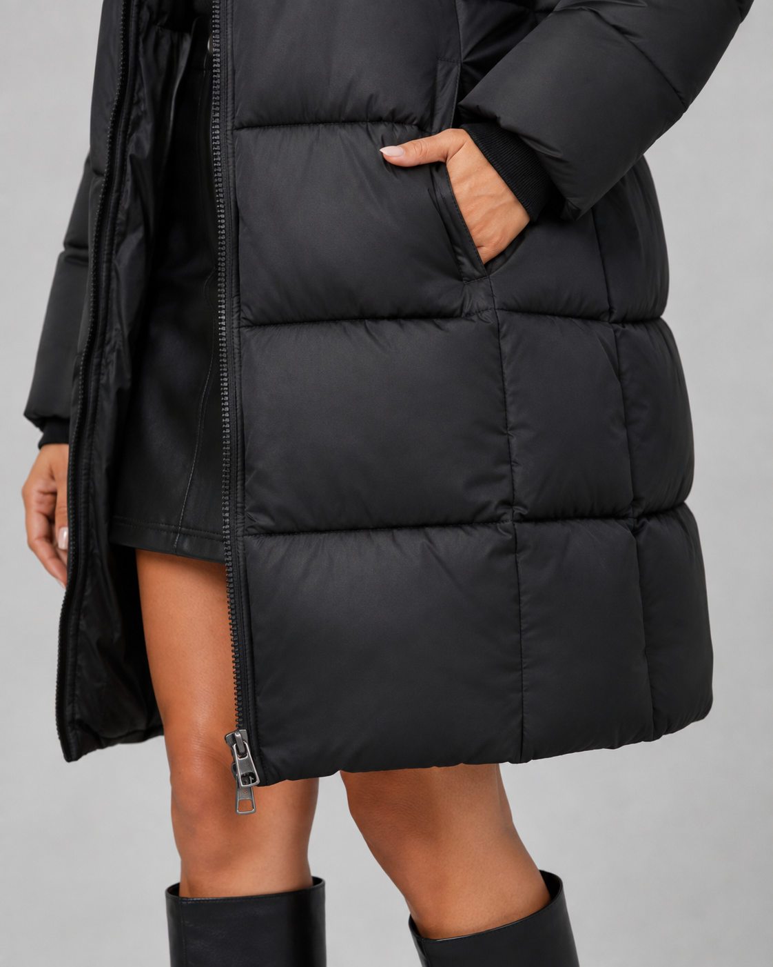 Men's Knee-Length Hooded Quilted Puffer Coat