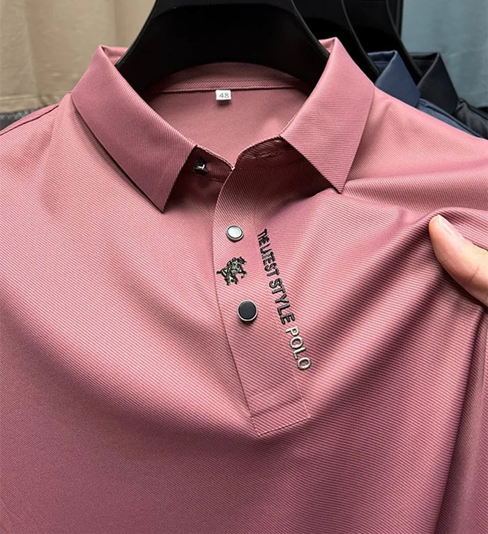 Men's Casual Stretch Cotton Polo T-Shirt - Wrinkle-Free Comfort