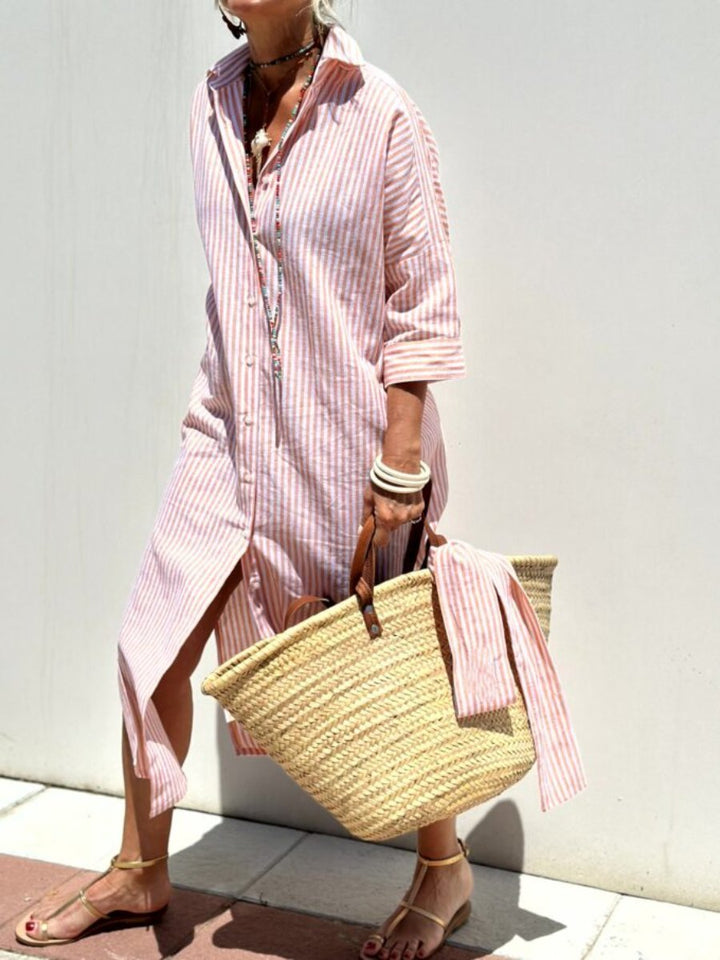 Emily | Women's Striped Midi Dress, Casual