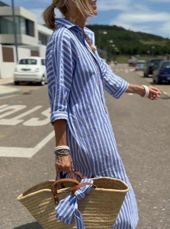 Emily | Women's Striped Midi Dress, Casual