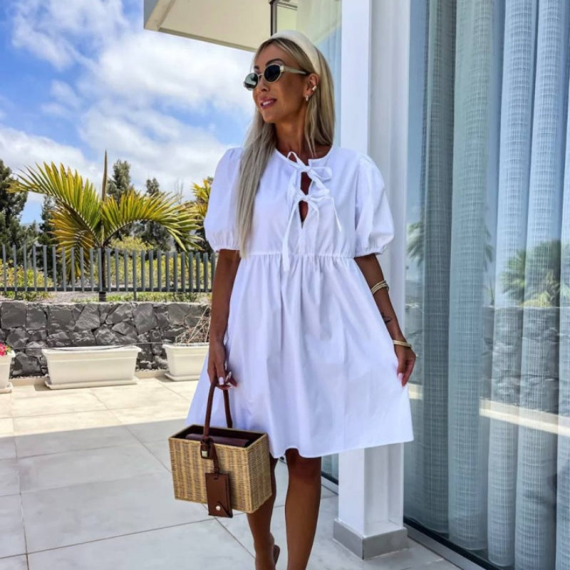 Melanie | Women's Puff Sleeve A-Line Mini Dress, Casual