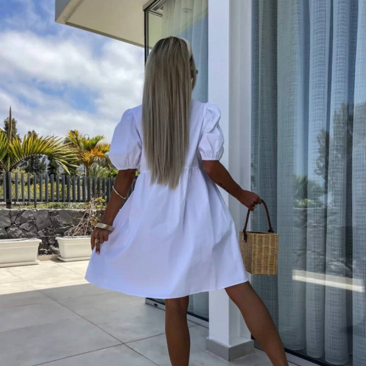 Melanie | Women's Puff Sleeve A-Line Mini Dress, Casual