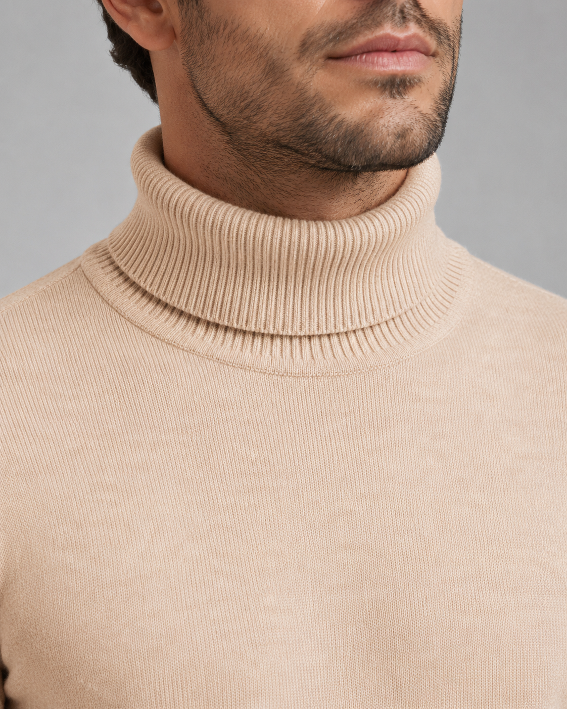 Men's Fine Knit Turtleneck Roll Neck Sweater