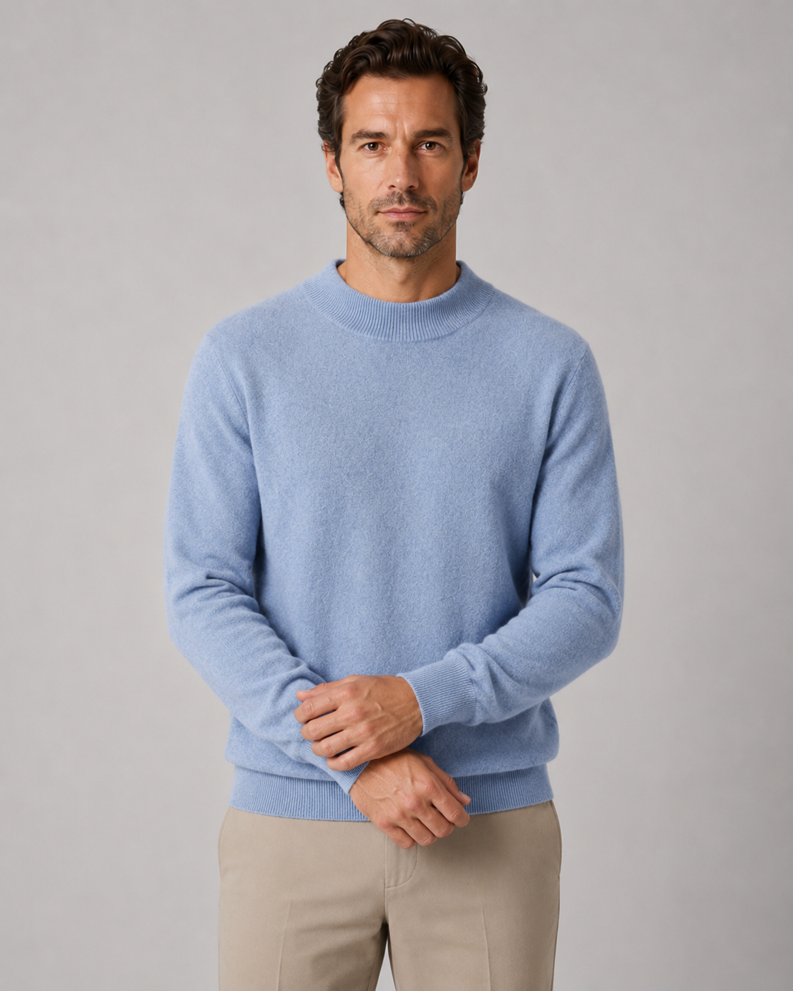 Men's Lightweight Fine Knit Wool Crew Neck Sweater