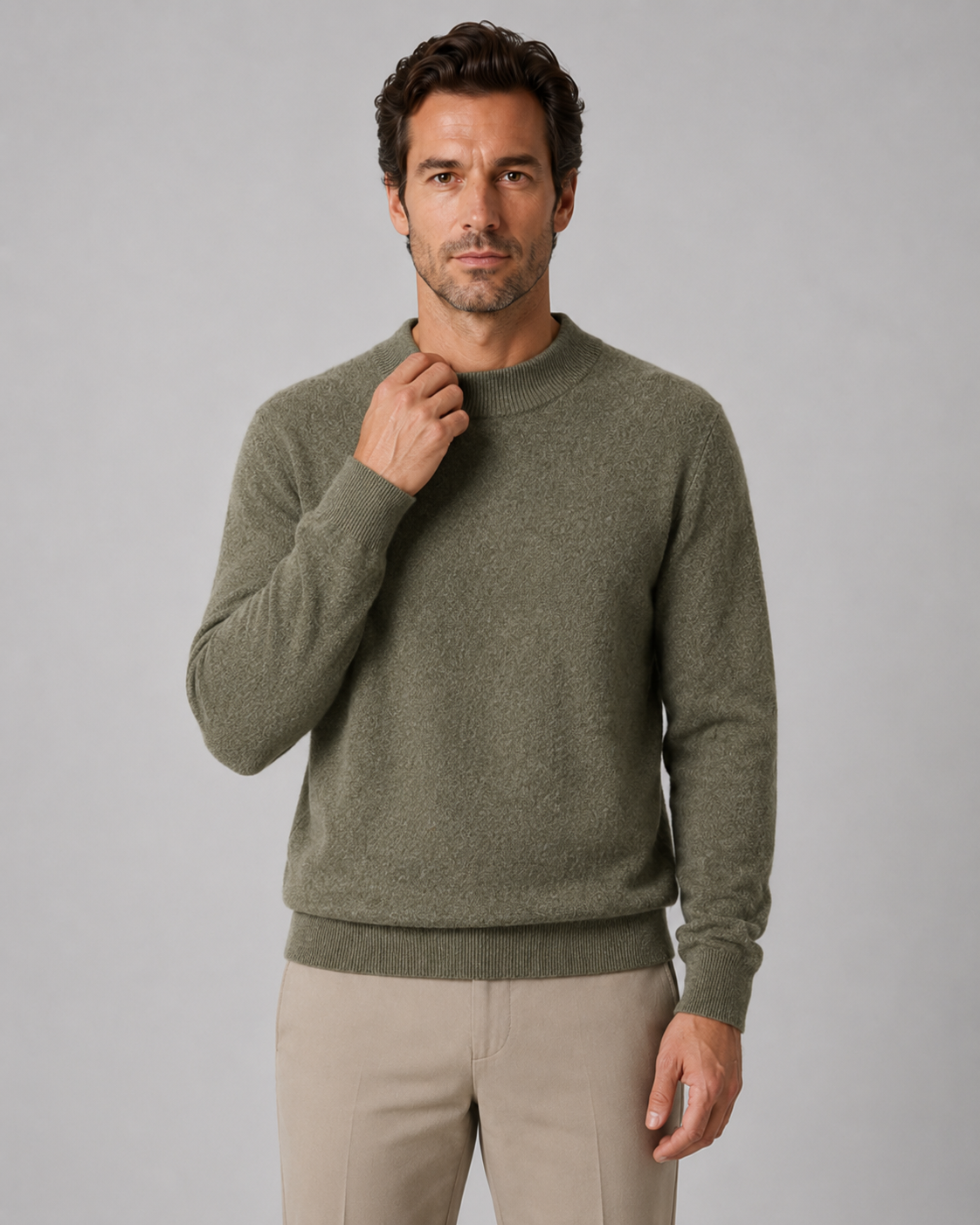 Men's Lightweight Fine Knit Wool Crew Neck Sweater