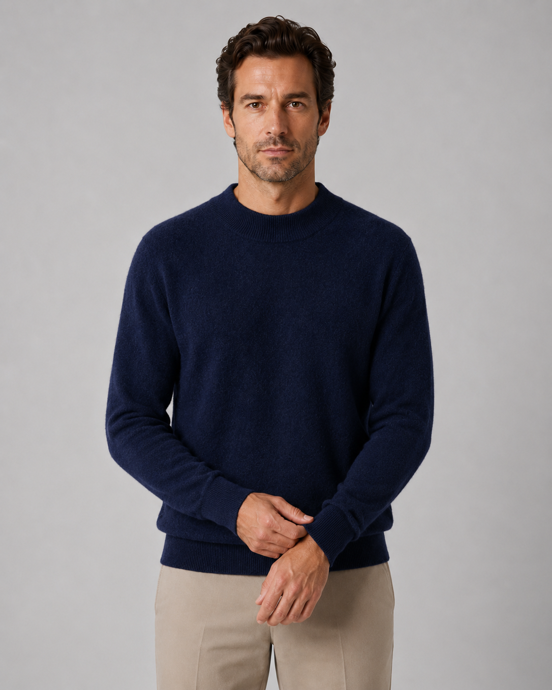 Men's Lightweight Fine Knit Wool Crew Neck Sweater