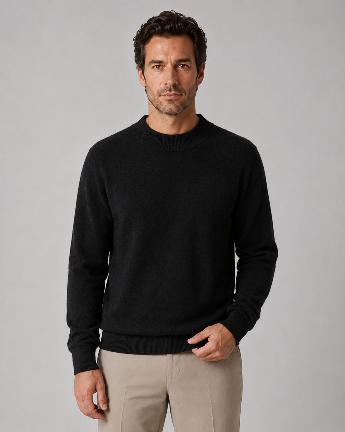 Men's Lightweight Fine Knit Wool Crew Neck Sweater