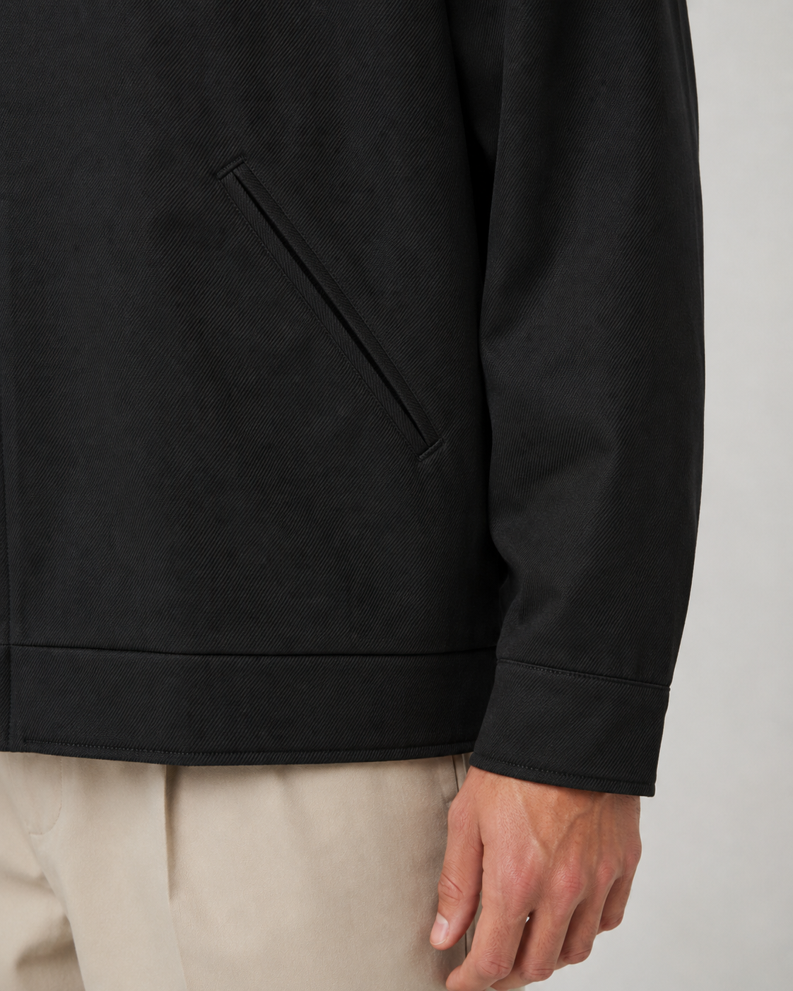 Men's Barn Jacket with Contrast Collar and Zip Front