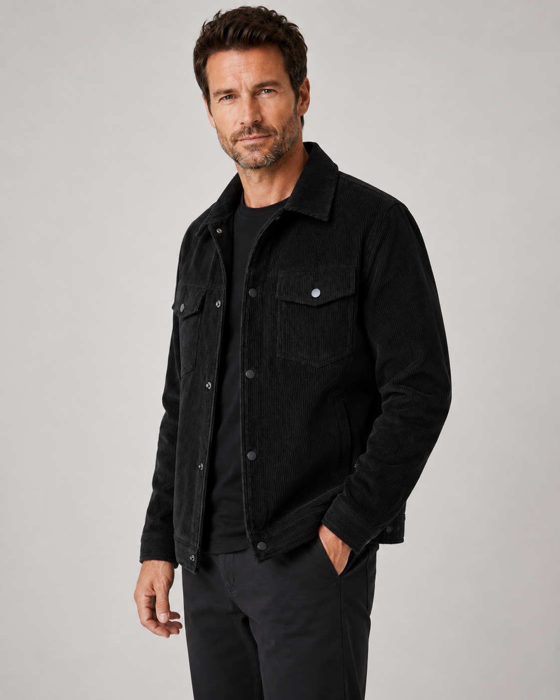 Men's Corduroy Shirt Jacket with Pockets